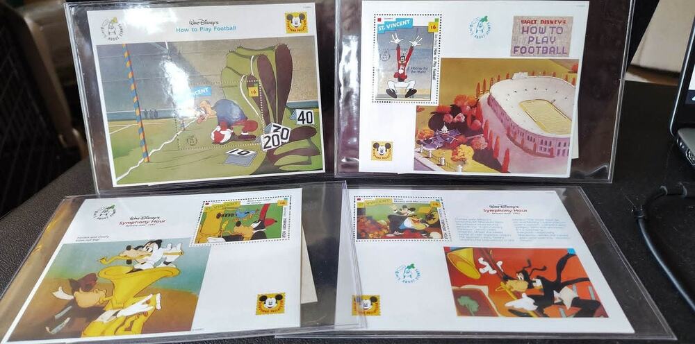4 MNH ICS sheets How to Play Football & Symphony Hour Disney